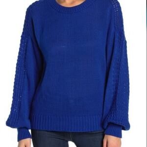 Abound Womens size Small Textured Blouson Sleeve Sweater Blue Lightweight